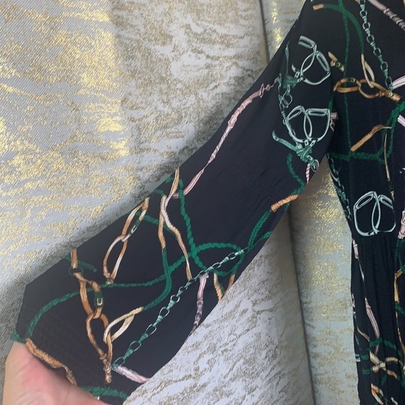 Zara Blue & Green Chain Link Collared Dress Size S - Picture 7 of 14